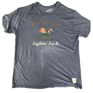 Retro Brand Notre Dame Graphic Tee Mens XXL Shirt Blue Collegiate Vintage Sports